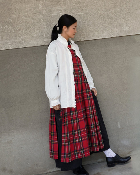 <販売開始 9月19日 金曜日 21:00 〜> INDIGO Tartan Apron Dress / Red・Blue